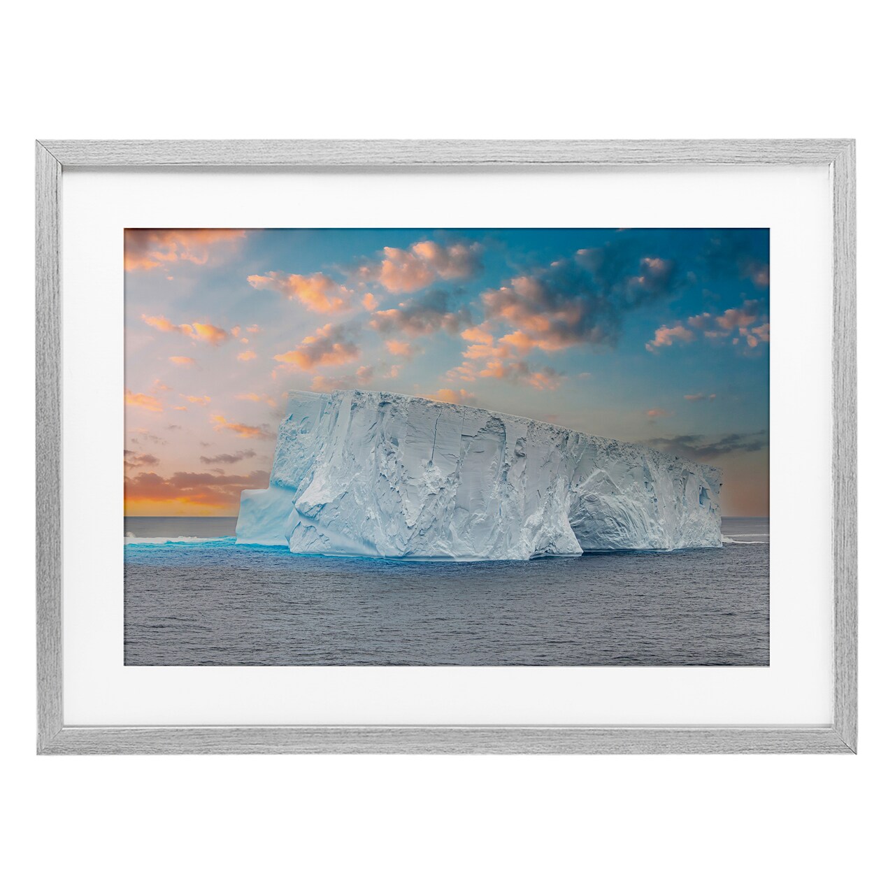 Stupell Industries Frozen Iceberg Sunset Framed Print Under Glass, design by Richard Silver